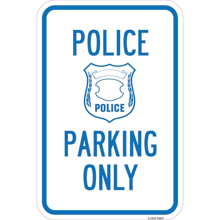 Police Parking Only With Symbol, Heavy-Gauge Aluminum